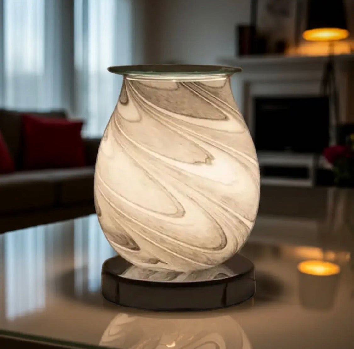 Coming soon|Grey swirl oval electric wax burner